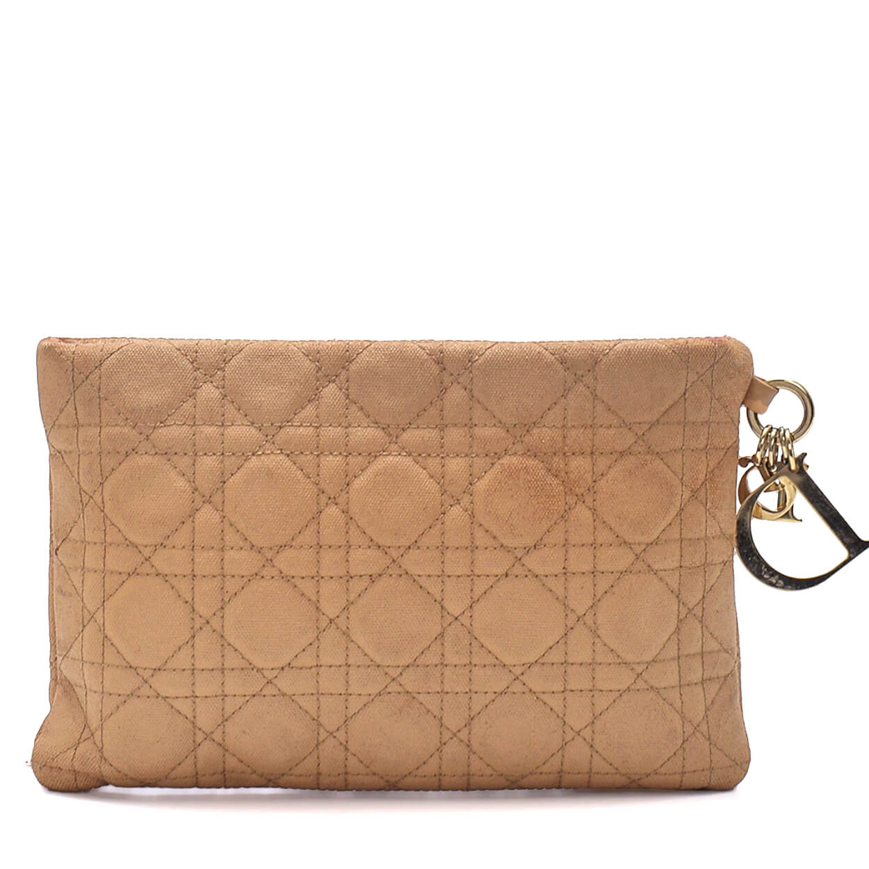 Christian Dior - Beige Coated Canvas Cannage Panarea Pouch